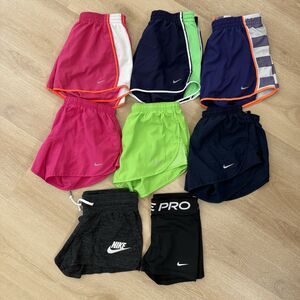 Lot (8) Nike Dri-Fit Shorts Womens Small Running Training Drawstring Gym Lined